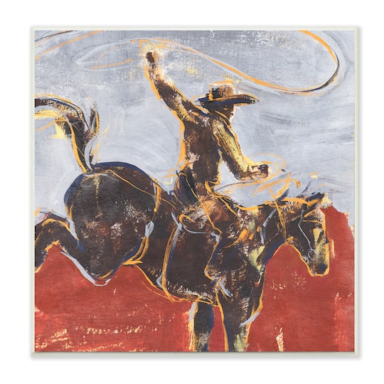 Stupell Industries Rustic Western Cowboy Wild Horse Lasso, 12" x 12"